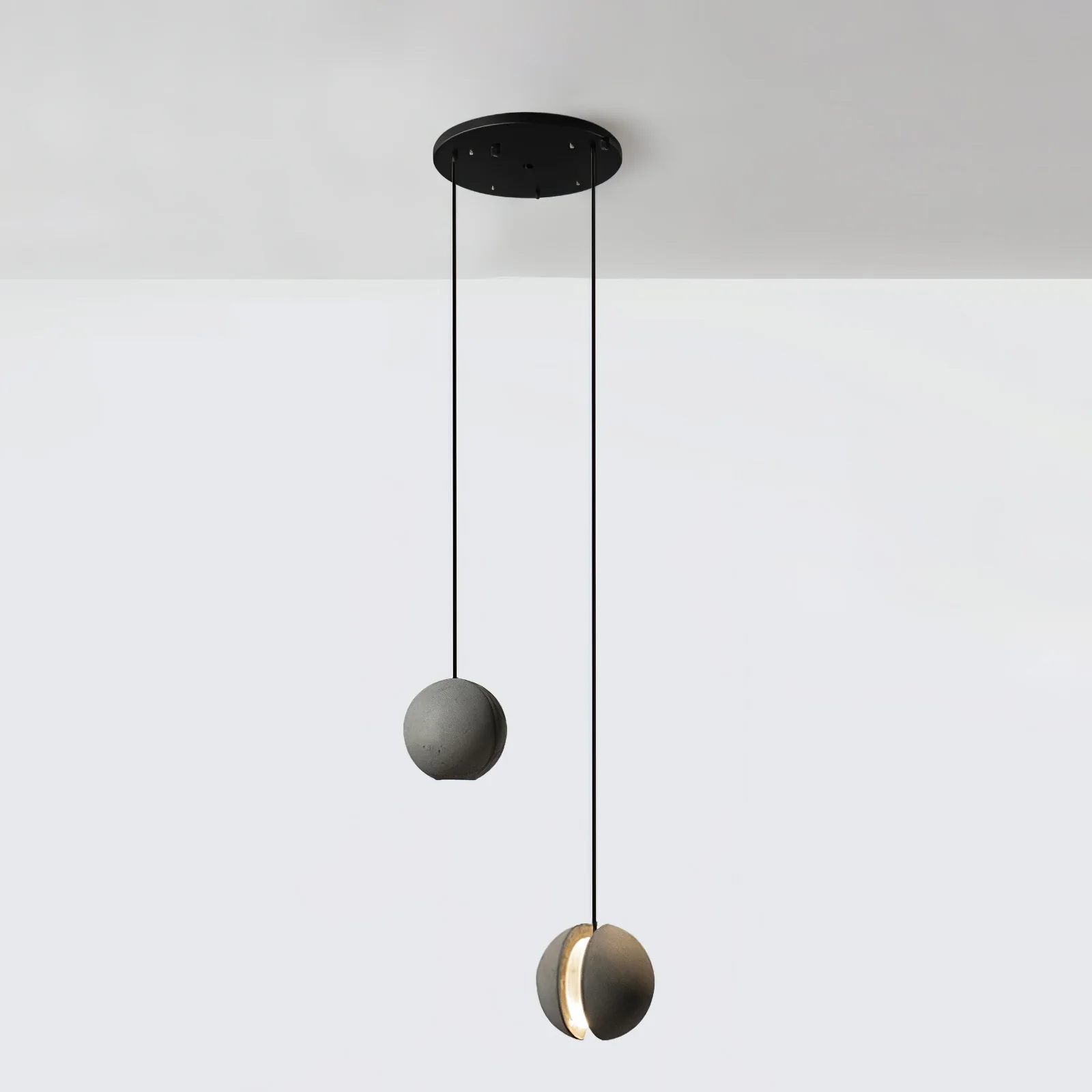 Подвесной светильник Moon Concrete - 2 плафона ∅24см x 150см, серый