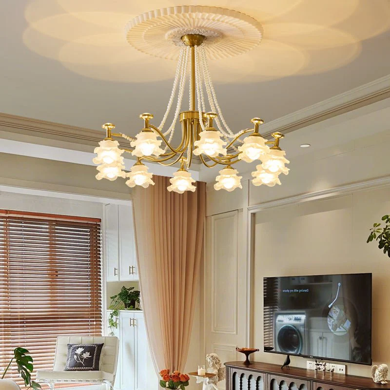 Люстра Amaris Rose - 8 источников света ∅85см x 26см, золотой, белый