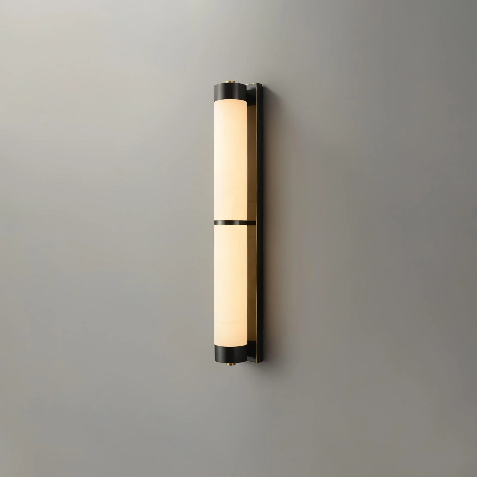 Настенный светильник Cylindra Alabaster Brass - модель B, ∅8см x 60см, черный, белый, холодный свет