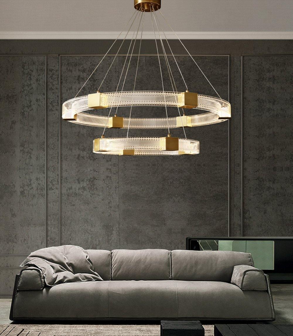 Люстра Parallel Ring LED - ∅65см + ∅80см x 150см, теплый свет