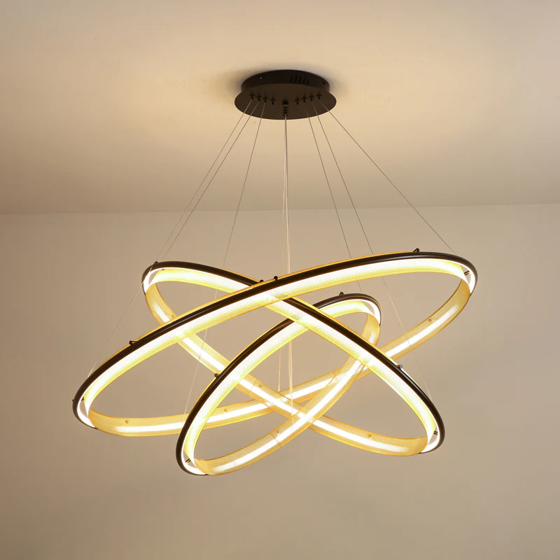 Люстра Acrylic LED Round - 3 яруса: ∅60см + ∅80см + ∅100см, черный, янтарь, теплый свет