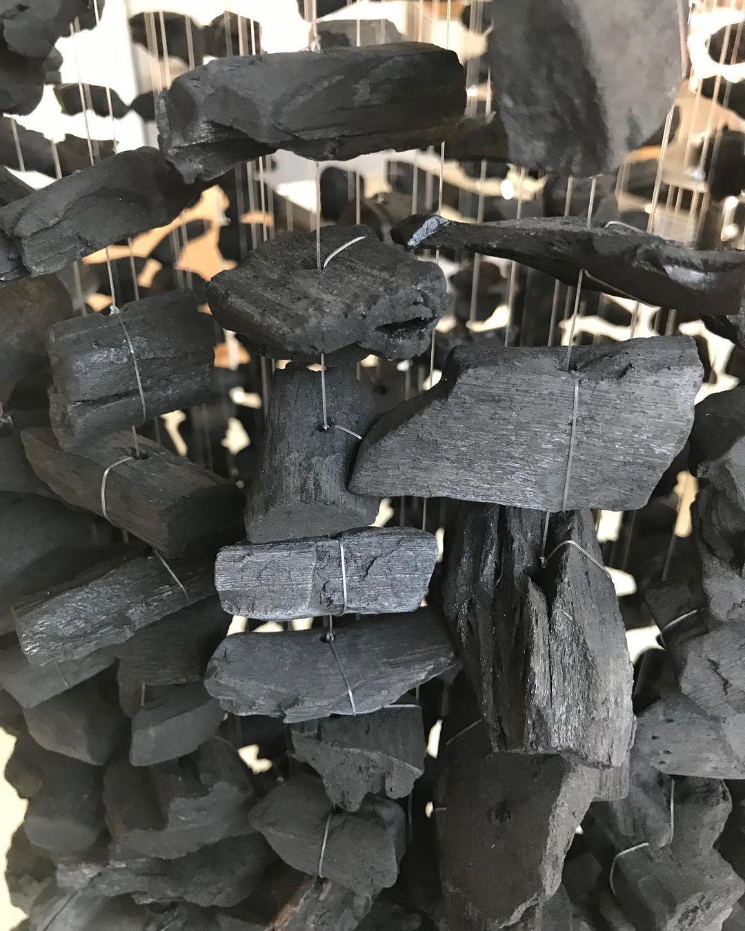 Люстра Charcoal S-Z - круглое крепление, ∅60см x 150см, черный, холодный свет