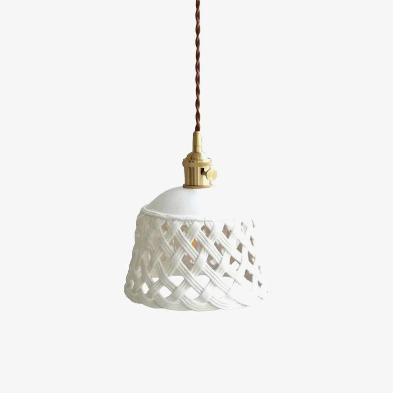 Подвесной светильник Openwork Ceramic Pendant Swag - 2 подвеса ∅15см x 10см, латунь, белый