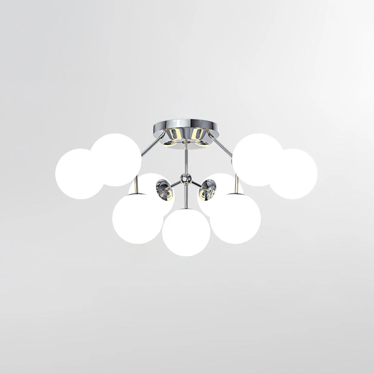 Потолочный светильник Glass Balls Cluster - 15 плафонов ∅110см x 43см, хром, белый