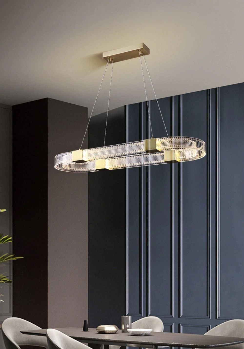 Люстра Parallel Ring LED - ∅65см + ∅80см x 150см, теплый свет