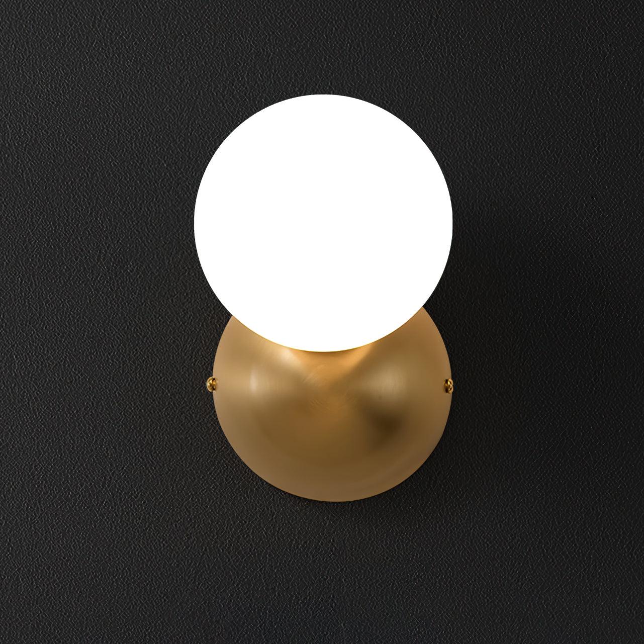 Single Globe Wall Light - Set of 2 / Brass & White
