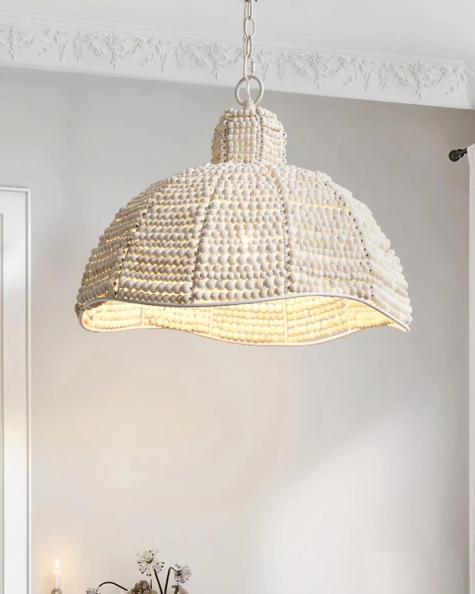 Подвесной светильник Obispo Wood - ∅48см x 30см, белый