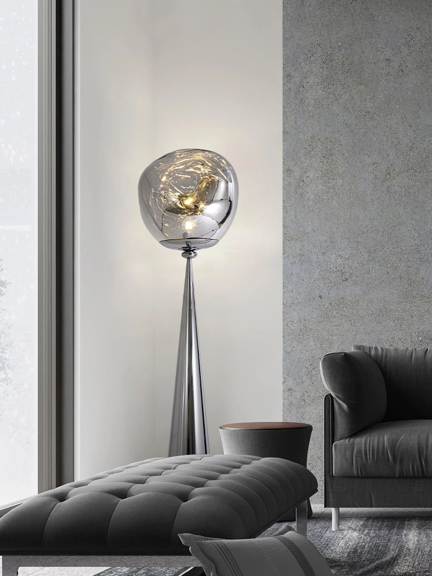 Cone Lava Floor Lamp - ∅ 17.7″ x H 61″ / Dia 45cm x H 155cm / Gold / AU plug