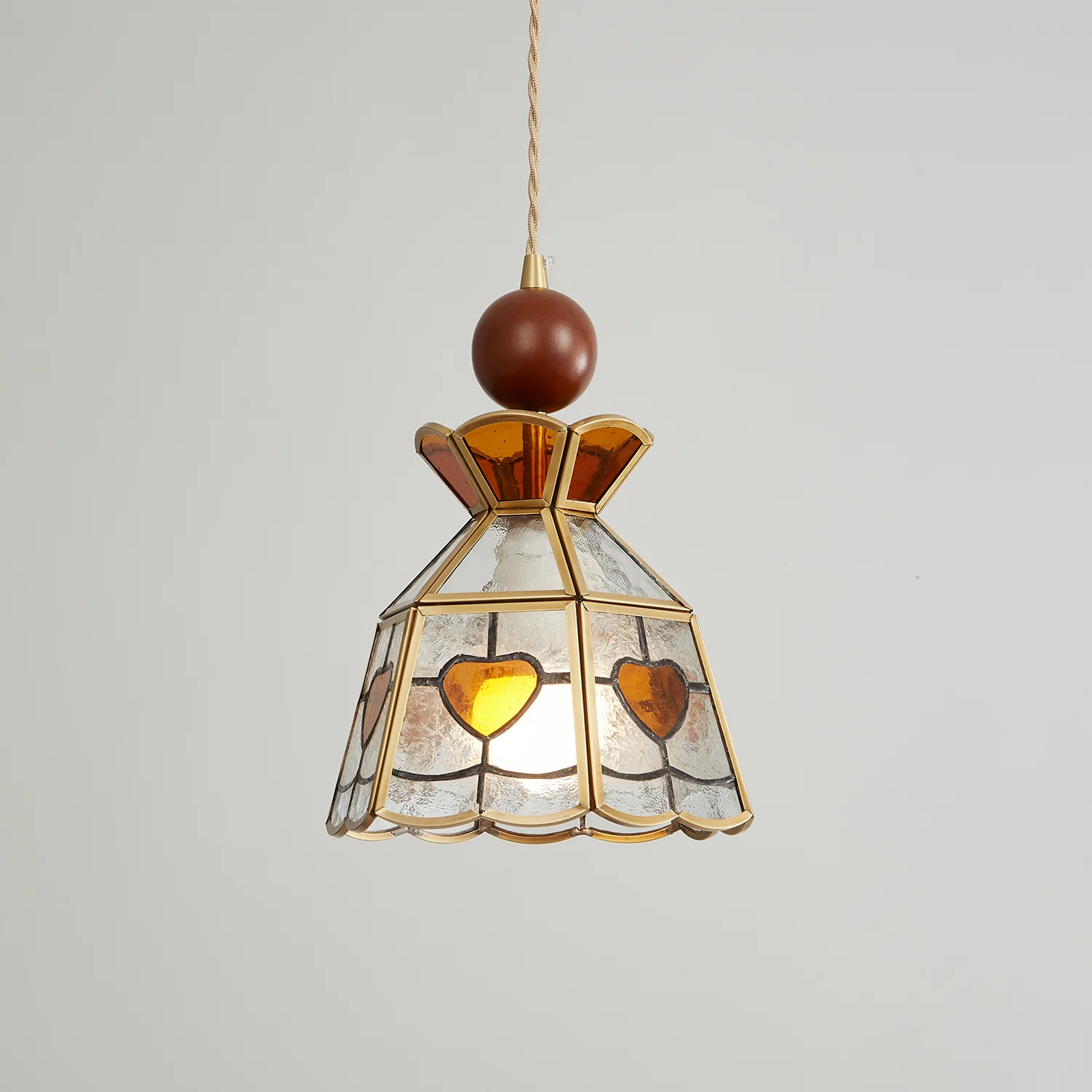 Подвесной светильник Tiffany Stained Glass - модель E, ∅22см x 35см, золотой