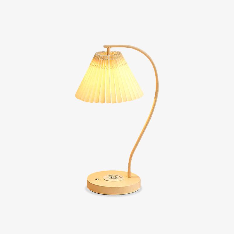 Crescini Pleated Table Lamp - ∅ 11.4″ x H 18.5″/ Dia 29cm x H 47cm / Cream & Light Yellow / US plug