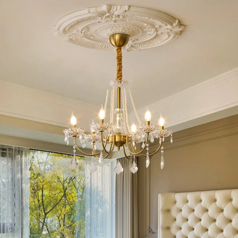 Люстра Glamour Pearl - 8 источников света ∅75см x 56см, золотой