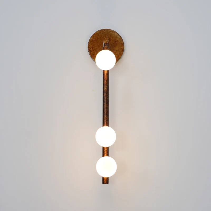 Настенный светильник Brass Glass Tube - 7 источников света ∅12см x 100см, античная латунь, белый