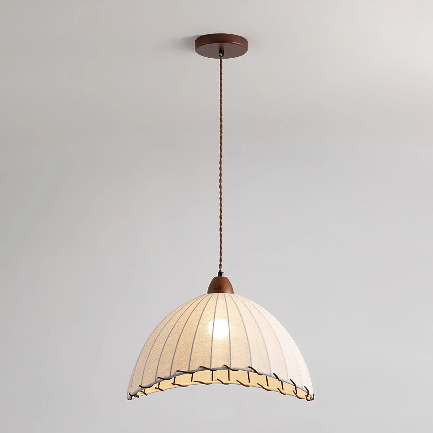 Подвесной светильник Fabric Series - модель A ∅40см x 18см, орех, белый