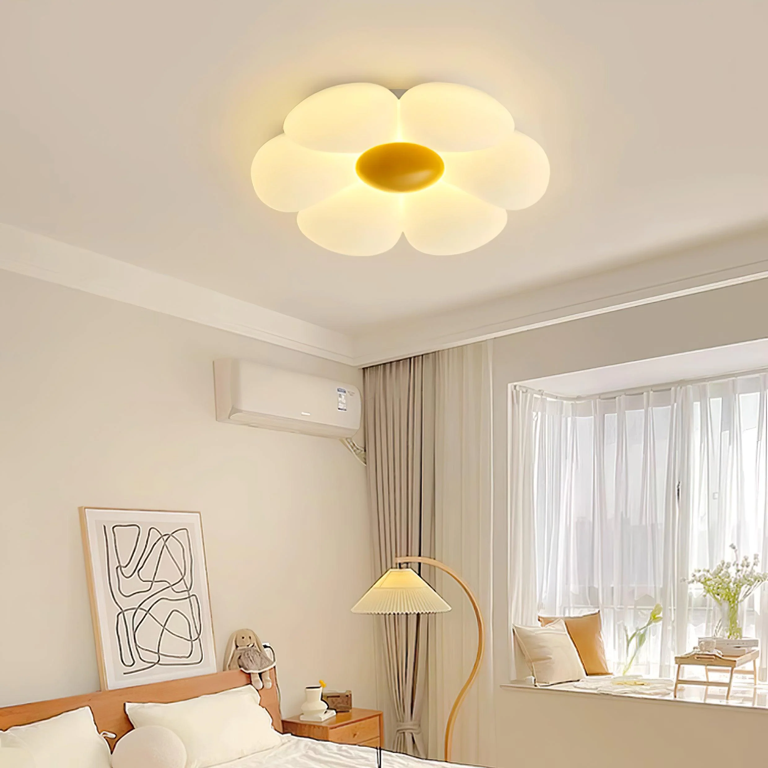 Потолочный светильник Six-leaf Flower Kids Room - ∅50см x 12см, розовый, теплый свет