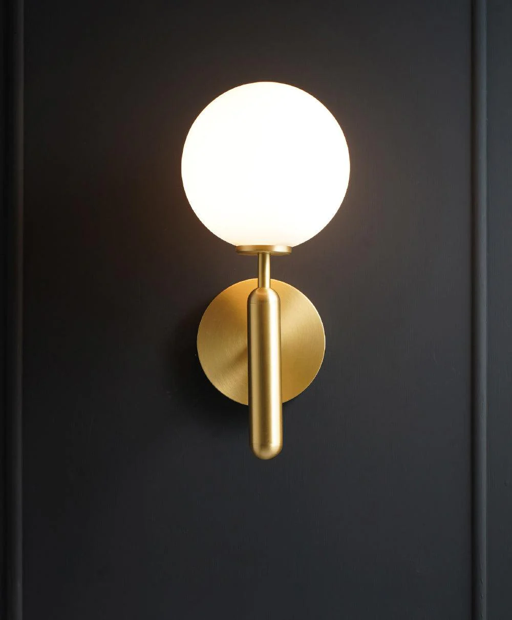Nordica Wall Lamp - ∅ 5.9″ x H 13.4″ / Dia 15cm x H 34cm Set of 2 / Brass / White