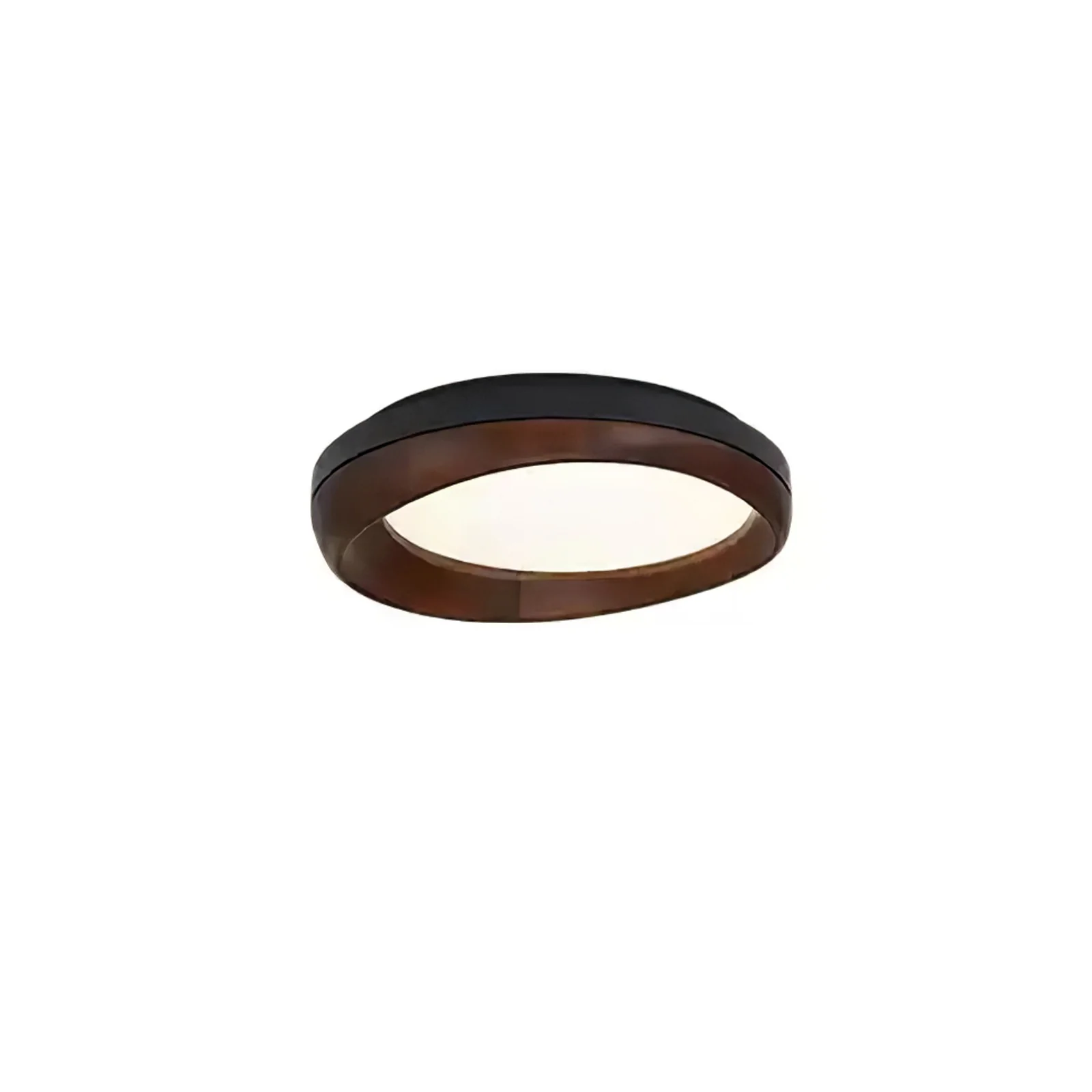Потолочный светильник Zenova Wood  - ∅45см x 12см, черный, дерево, теплый свет