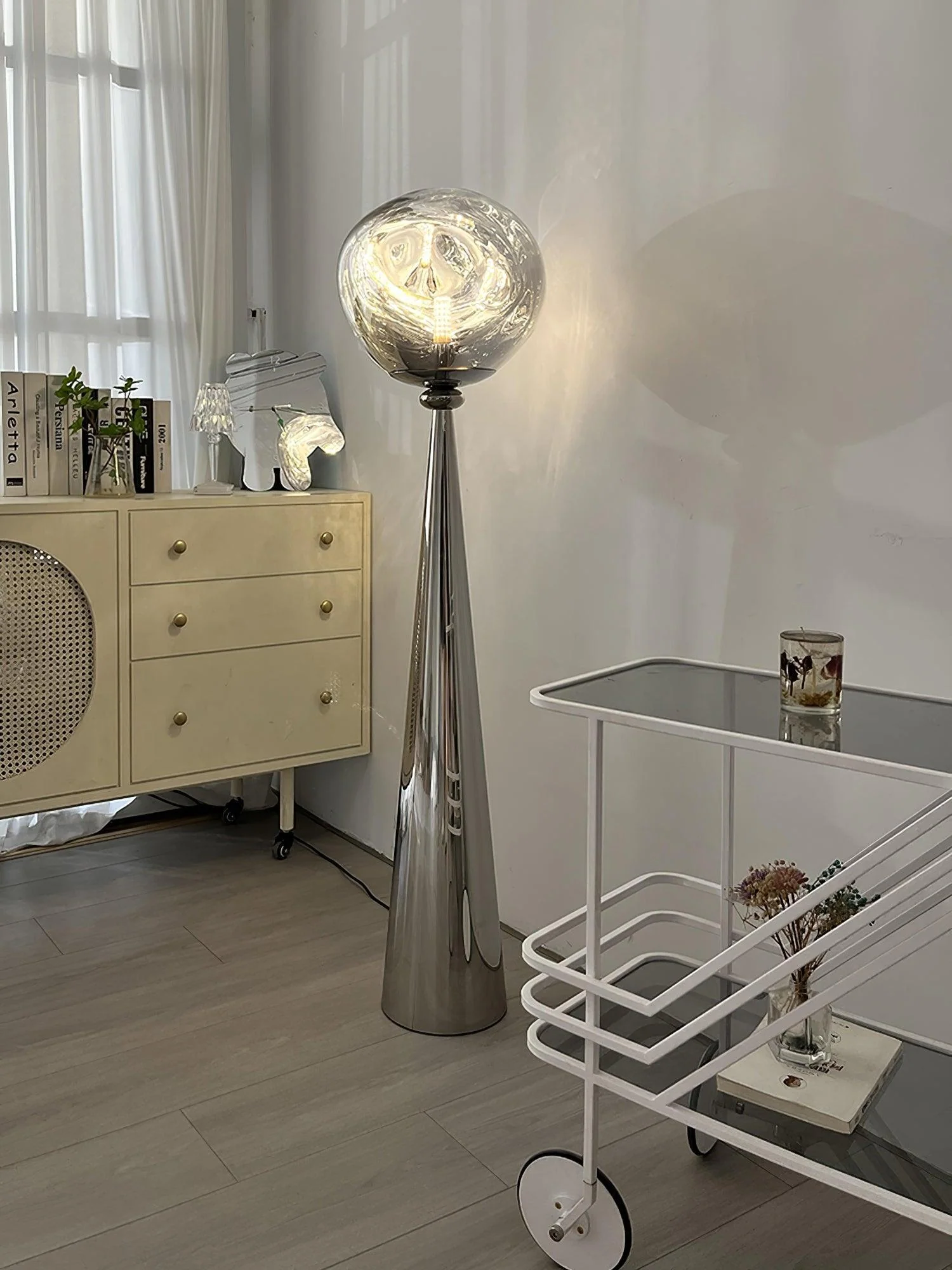 Cone Lava Floor Lamp - ∅ 17.7″ x H 61″ / Dia 45cm x H 155cm / Gold / AU plug