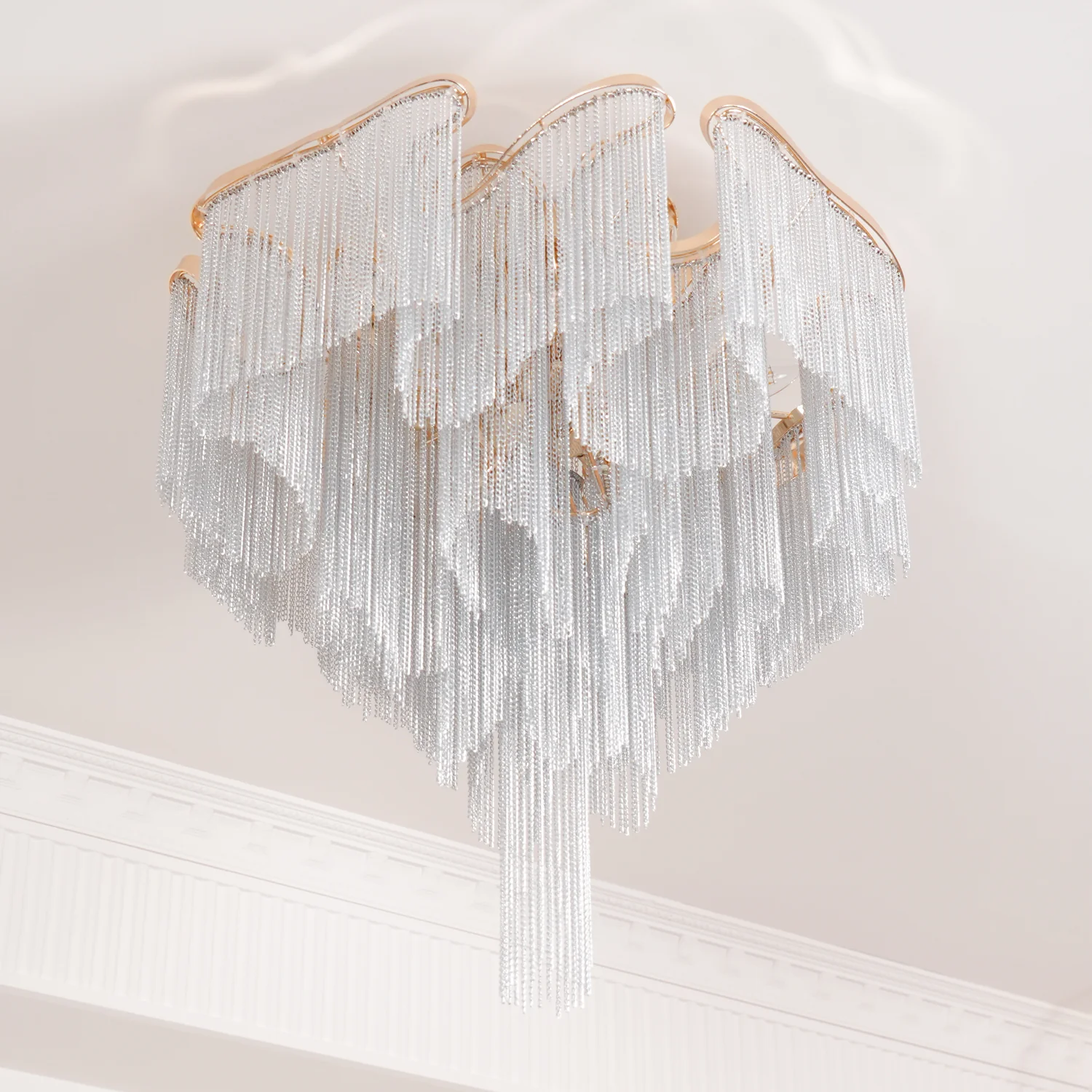 Потолочный светильник Modern Tassel - ∅60см х 70см, золотой, серебряная цепь