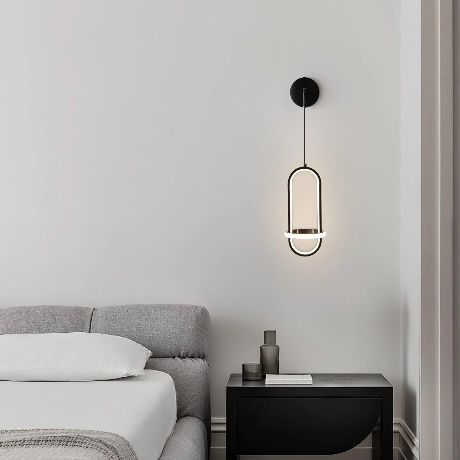 Oval Brass Wall Light - W 7.1″ x H 13.8″ Set of 2 / Brass / Three-color changing light