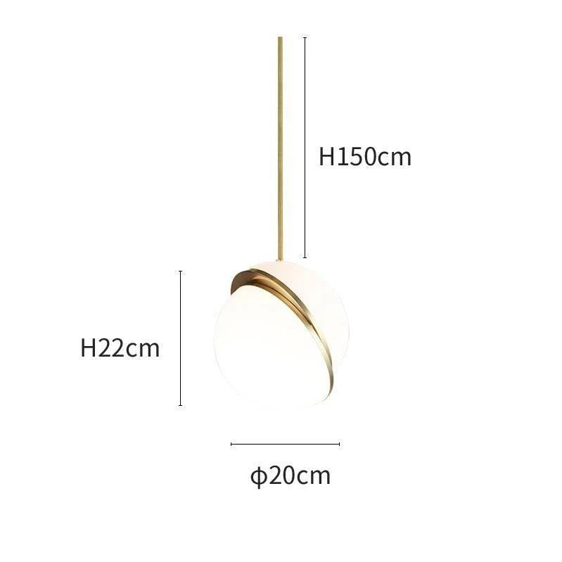 Подвесной светильник Crescent - ∅25см x 26см, латунь, белый
