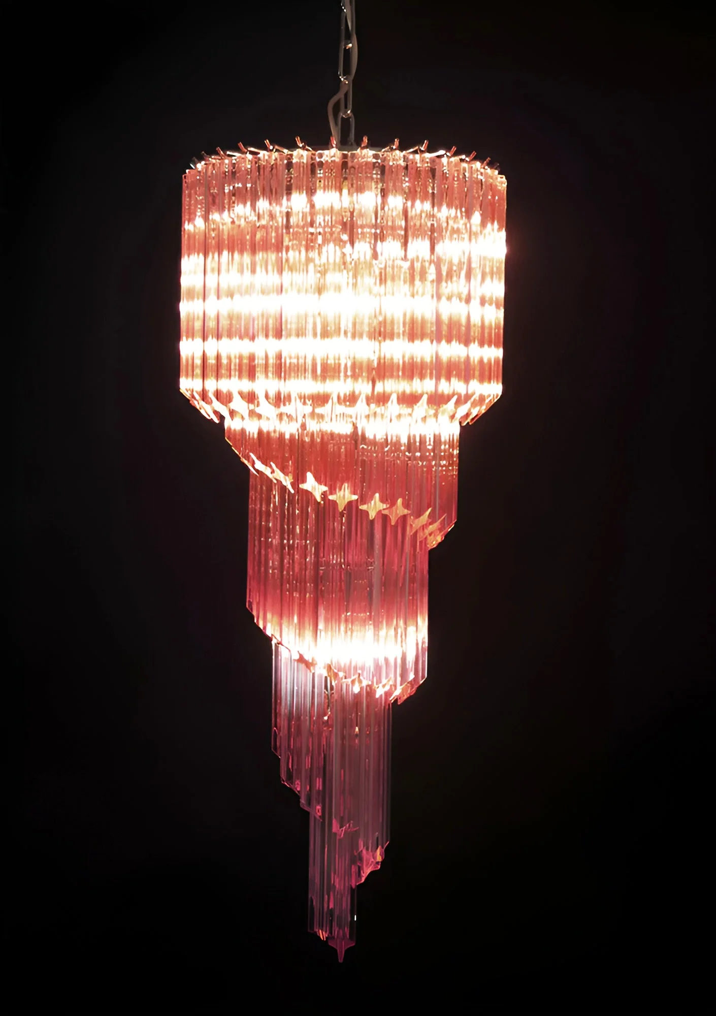 Люстра Murano Spiral Prism Glass - ∅40см x 100см, янтарь, прозрачный, никель