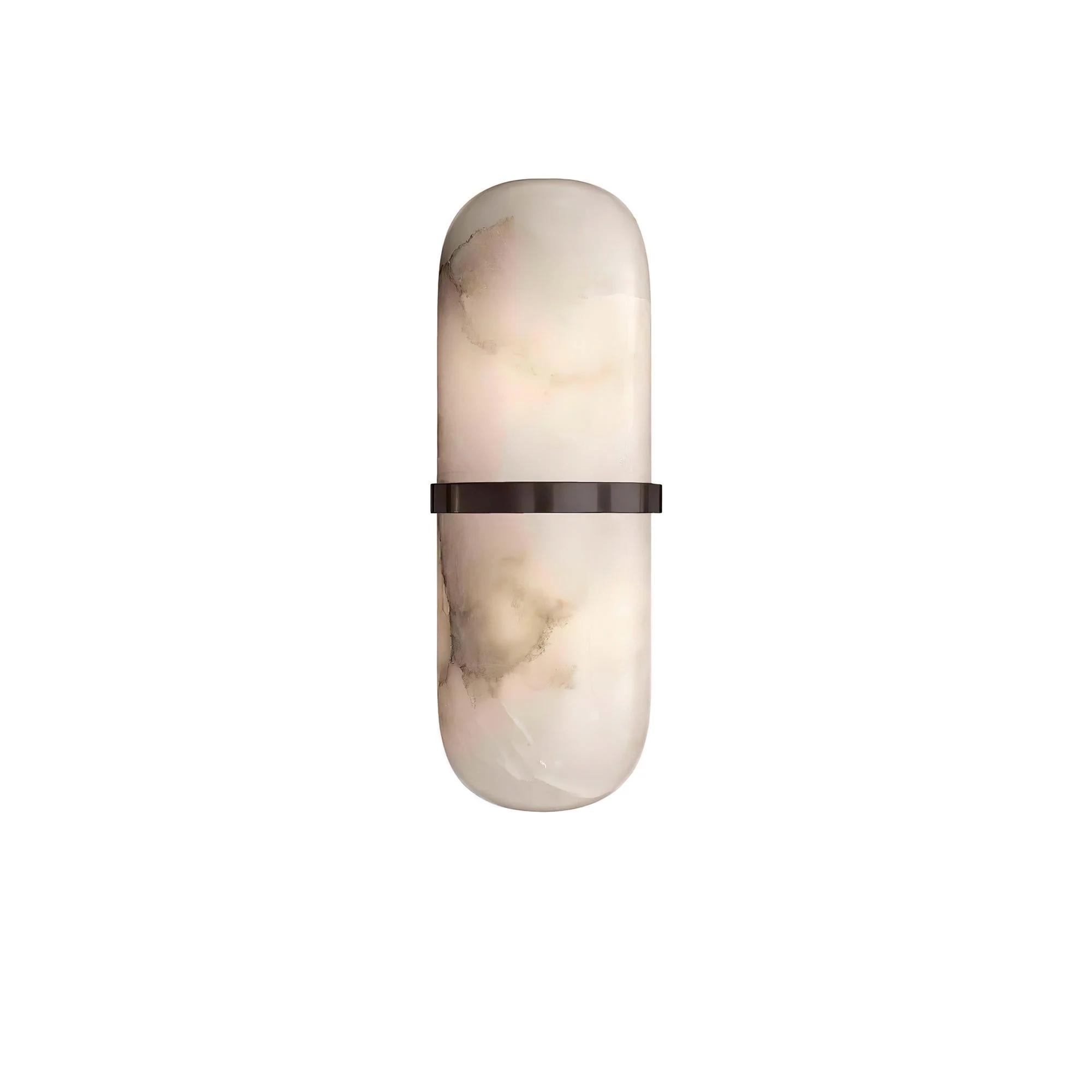 Alabaster Pill Wall Light - ∅ 4.7″ x H 15.7″ / Black & Warm Light / Set Of 2