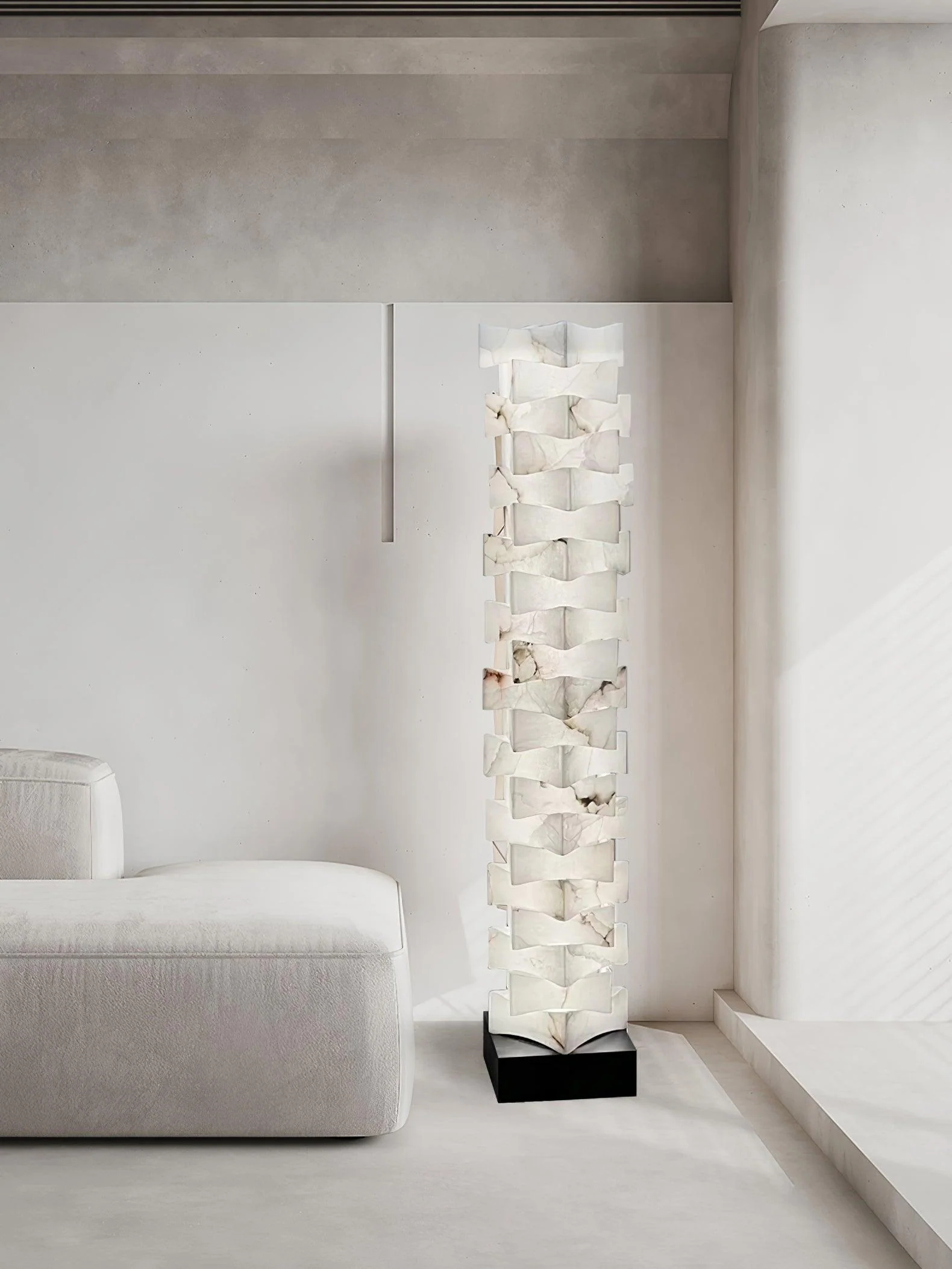 Торшер Stacked Alabaster Squares - 28см x 18см x 160см, холодный свет