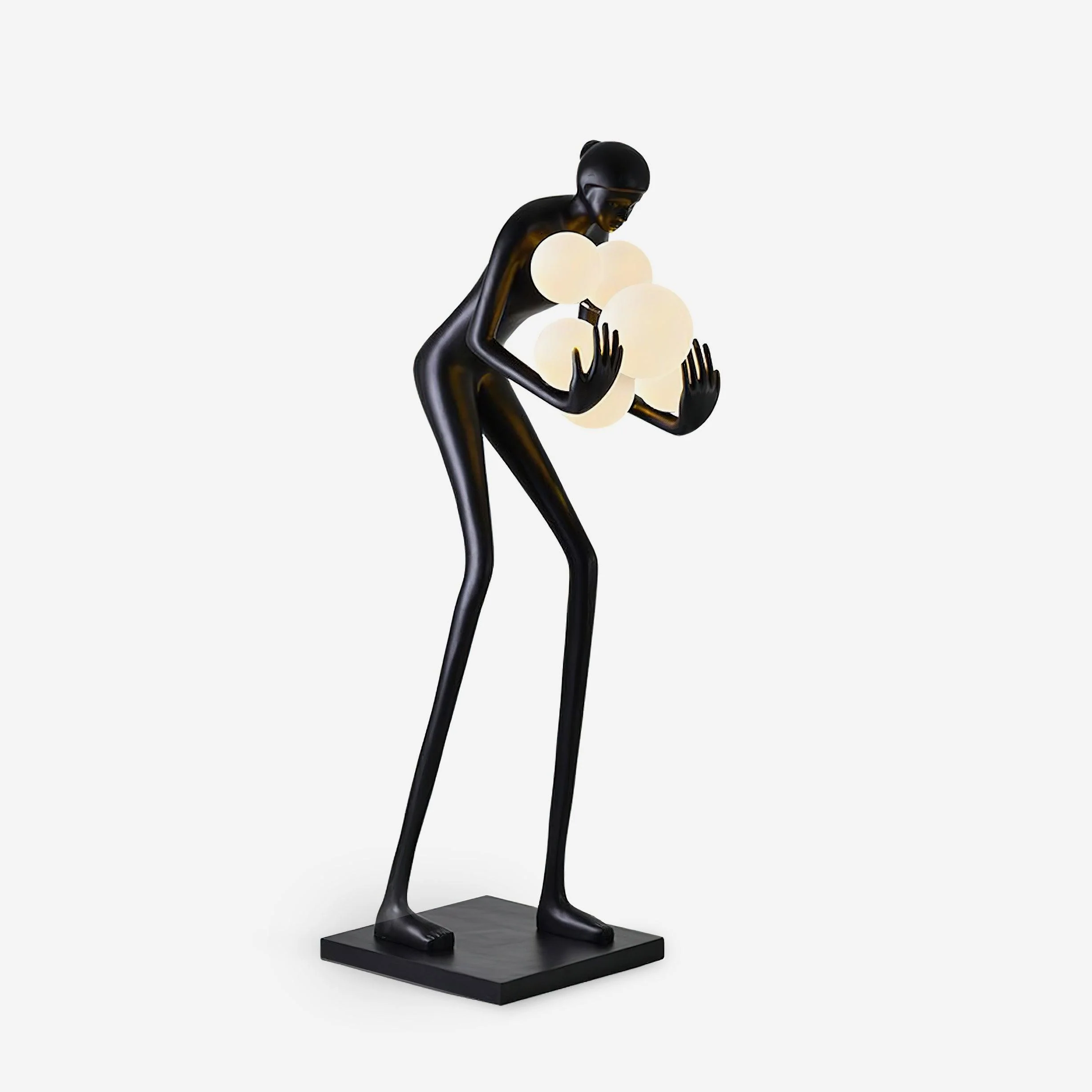 Торшер Sentinel Sculpture - ∅60см x 181см, черный, белый стеклянный шар