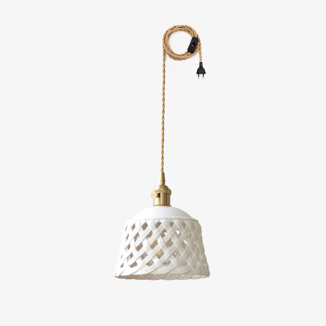 Подвесной светильник Openwork Ceramic Pendant Swag - 2 подвеса ∅15см x 10см, латунь, белый