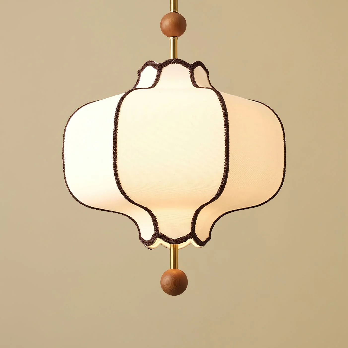 Подвесной светильник Lantern Fabric - ∅25см x 35см, золотой, белый
