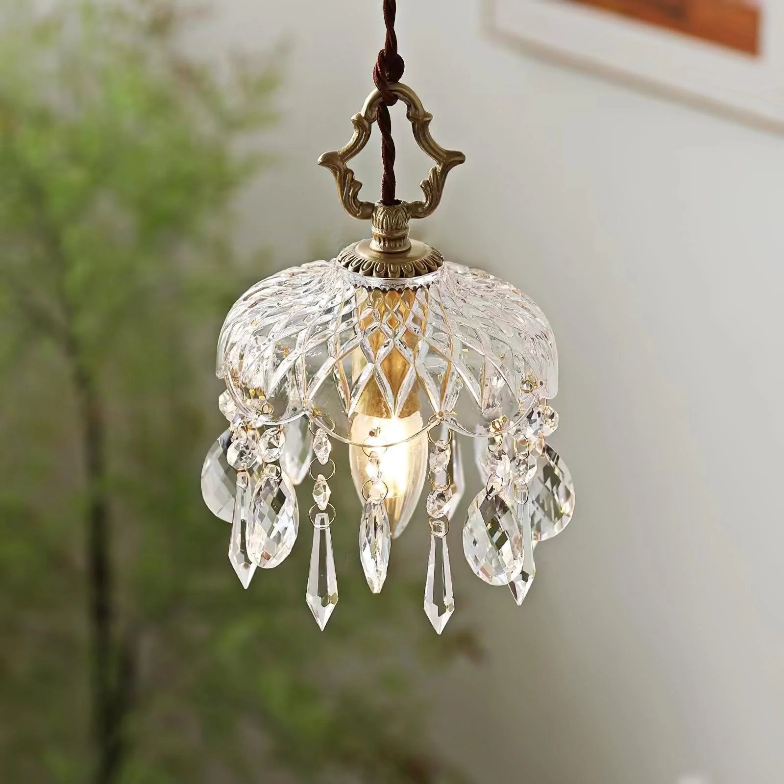 Подвесной светильник Bowl Shade - ∅20см x 20см, латунь, прозрачный