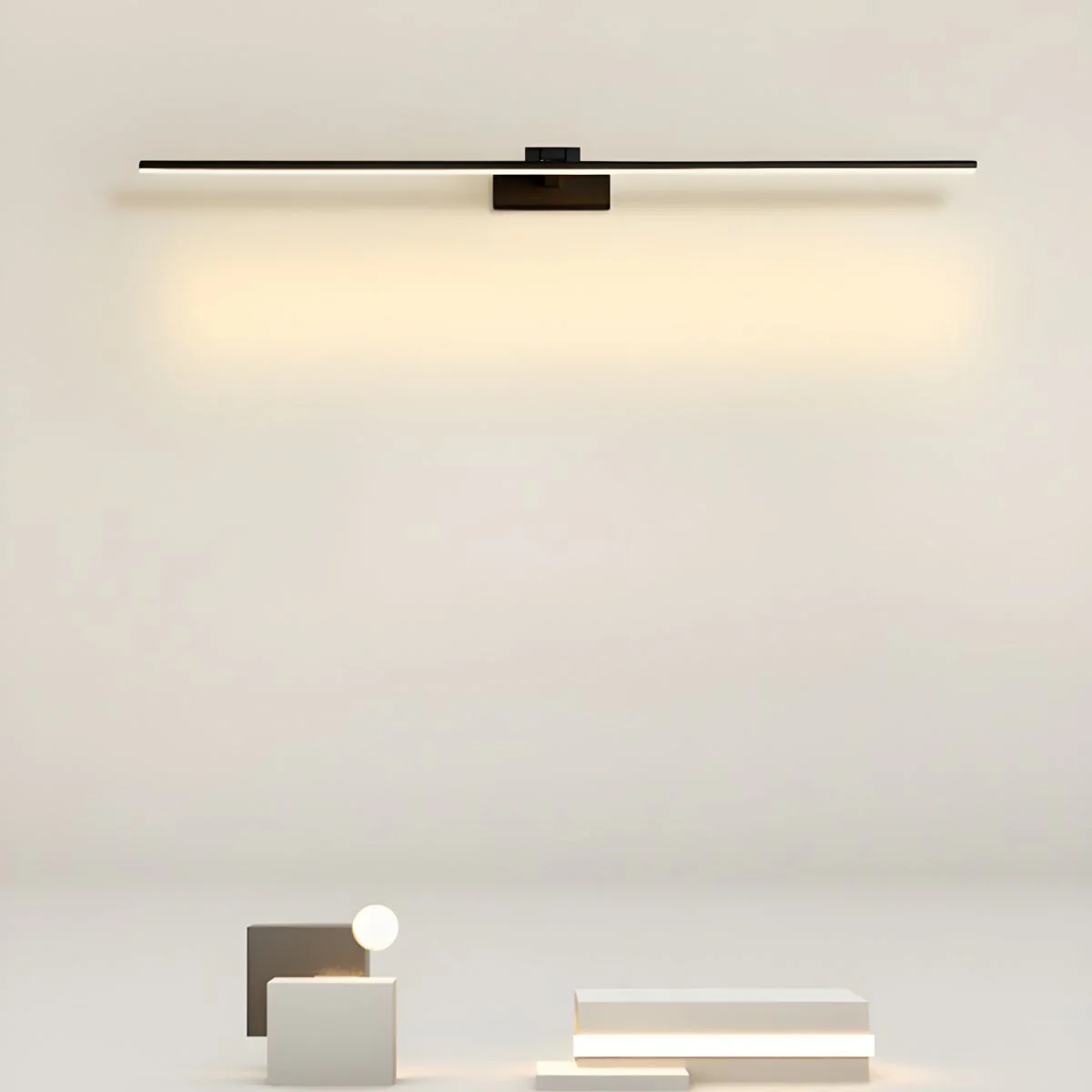 Настенный светильник Linear Bathroom - ∅80см x 6см, черный, теплый свет