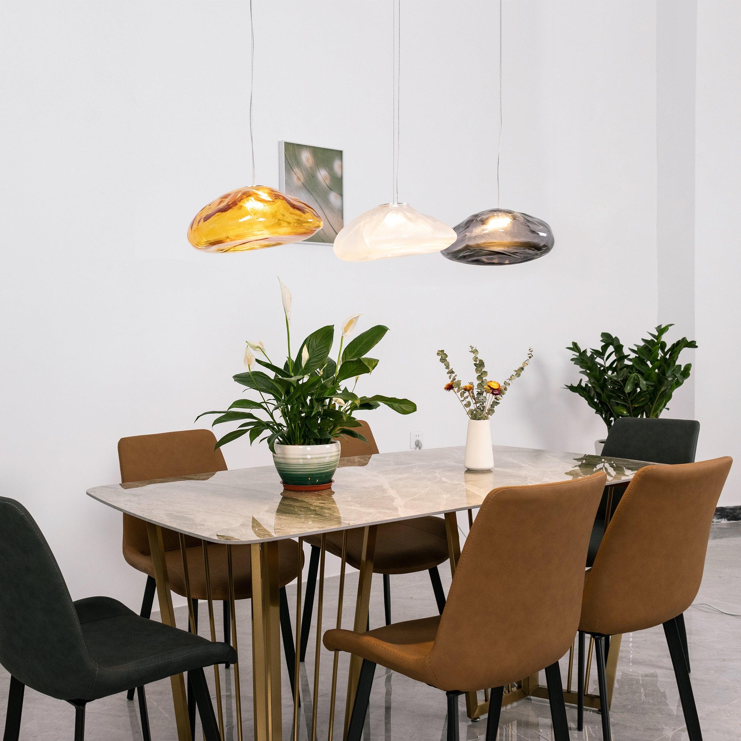 Подвесной светильник Blown Glass Mesh - 20 подвесов, круглое крепление, ∅20см, белый, стекло
