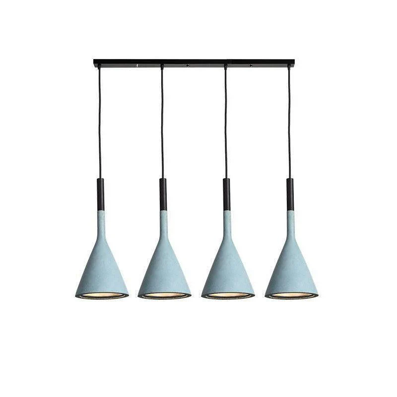 Подвесной светильник Conical Concrete - круглое крепление, 3 подвеса, зеленый