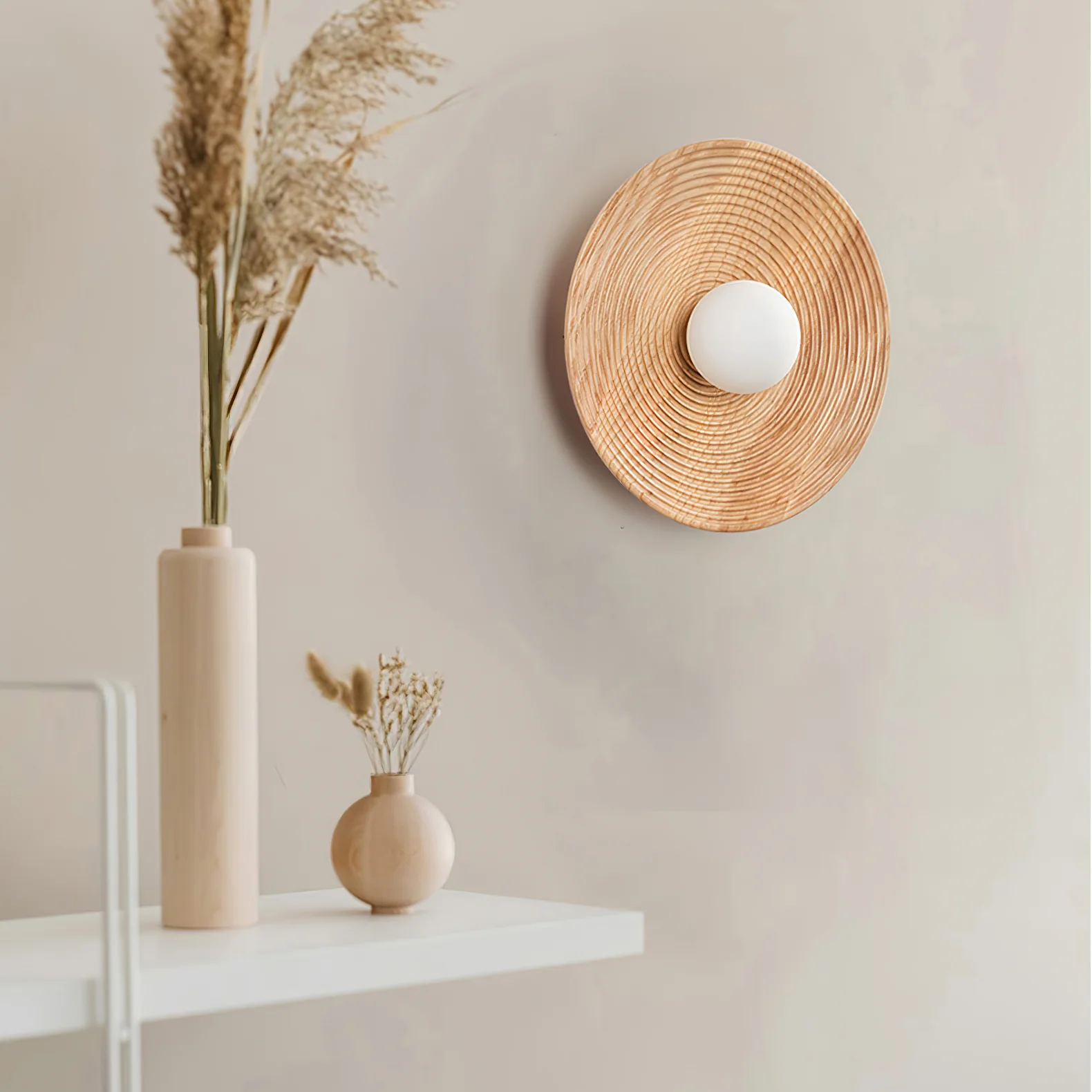 Lumina Contour Wooden Sconce - ∅ 11.0″ / Dia 28cm Set of 2 / Wood color