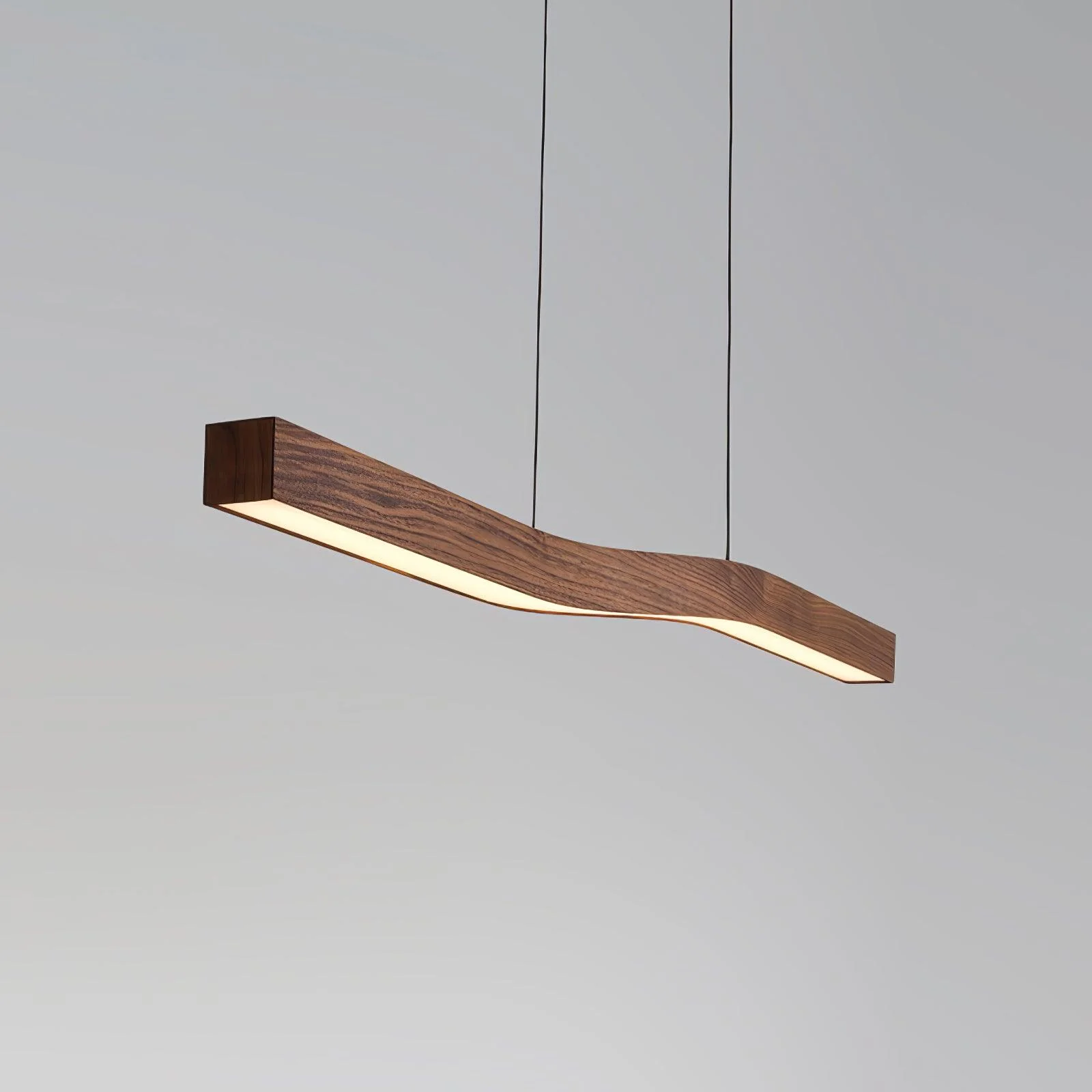 Подвесной светильник Camur Linear - ∅100см х 150см, черный, темное дерево, теплый свет