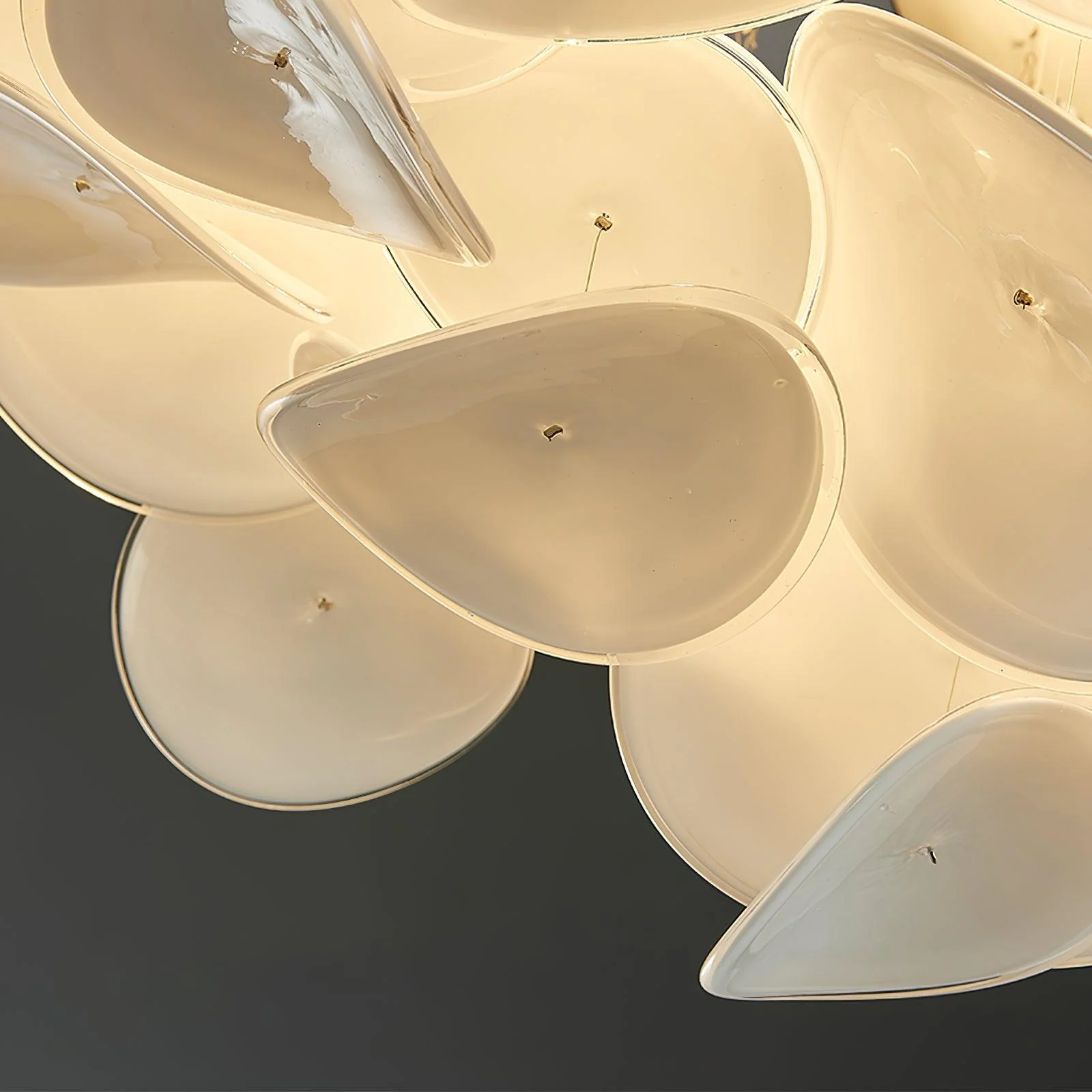 Потолочный светильник French Radici Petal - ∅40см x 23см, серебряный, белый, диммер, пульт ДУ