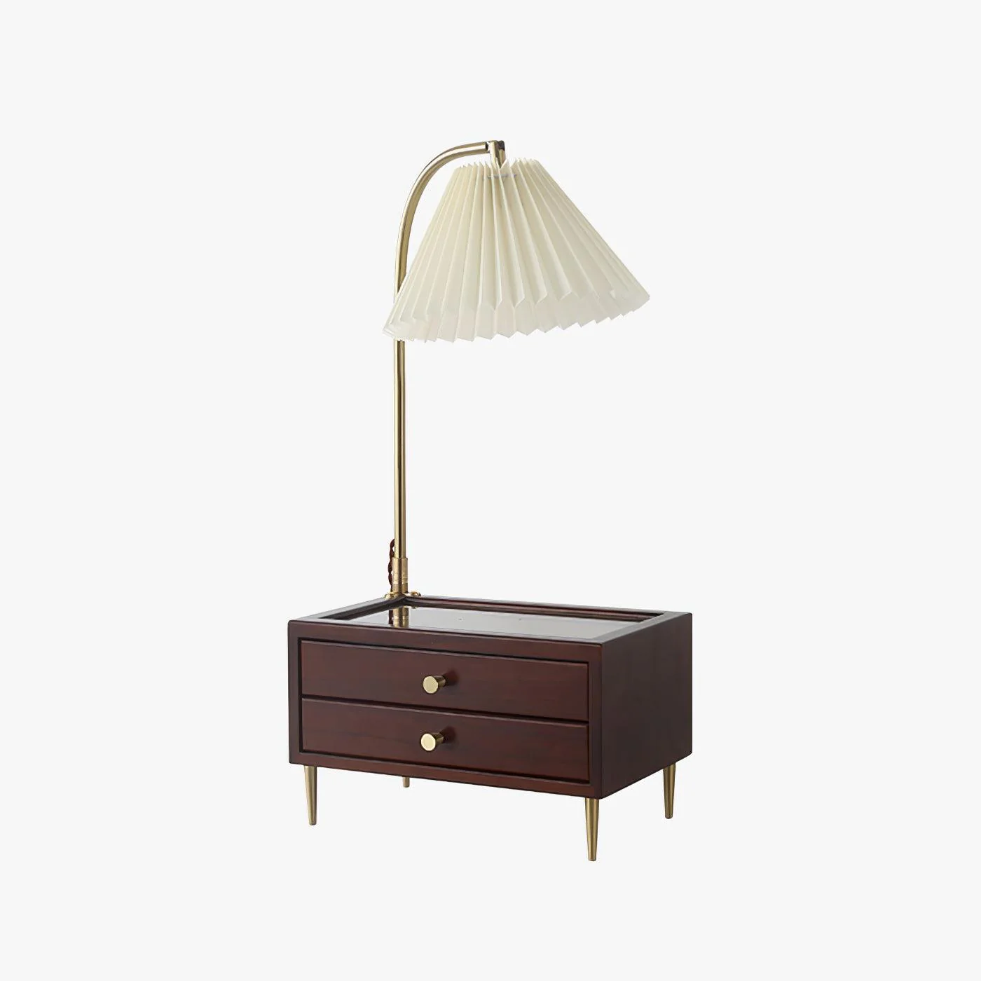 Wood Drawer Table Lamp - L 11.8″ x W 8.7″ x H 24.4″ / L 30cm x W 22cm x H 62cm / Teak color / AU plug