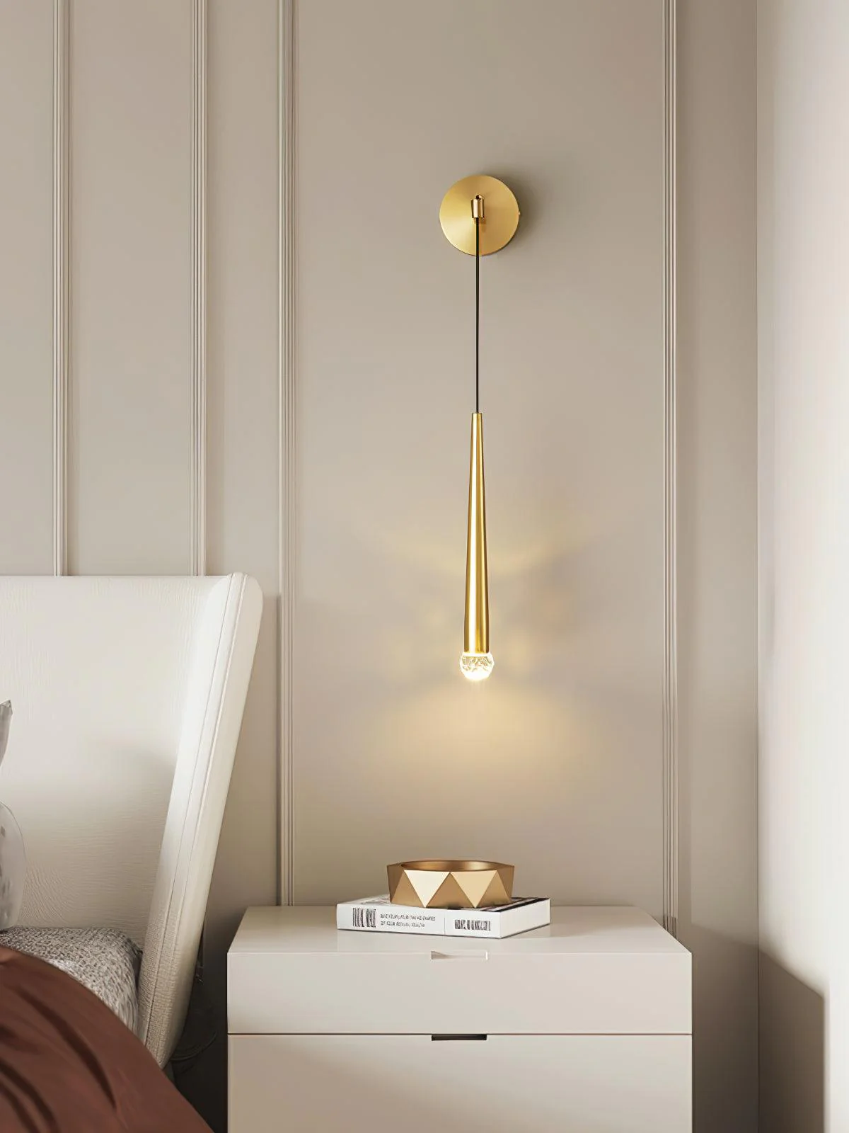 Crystal Conical Wall Lamp - Model B Set of 2 / Brass / Three-Color Changing Light