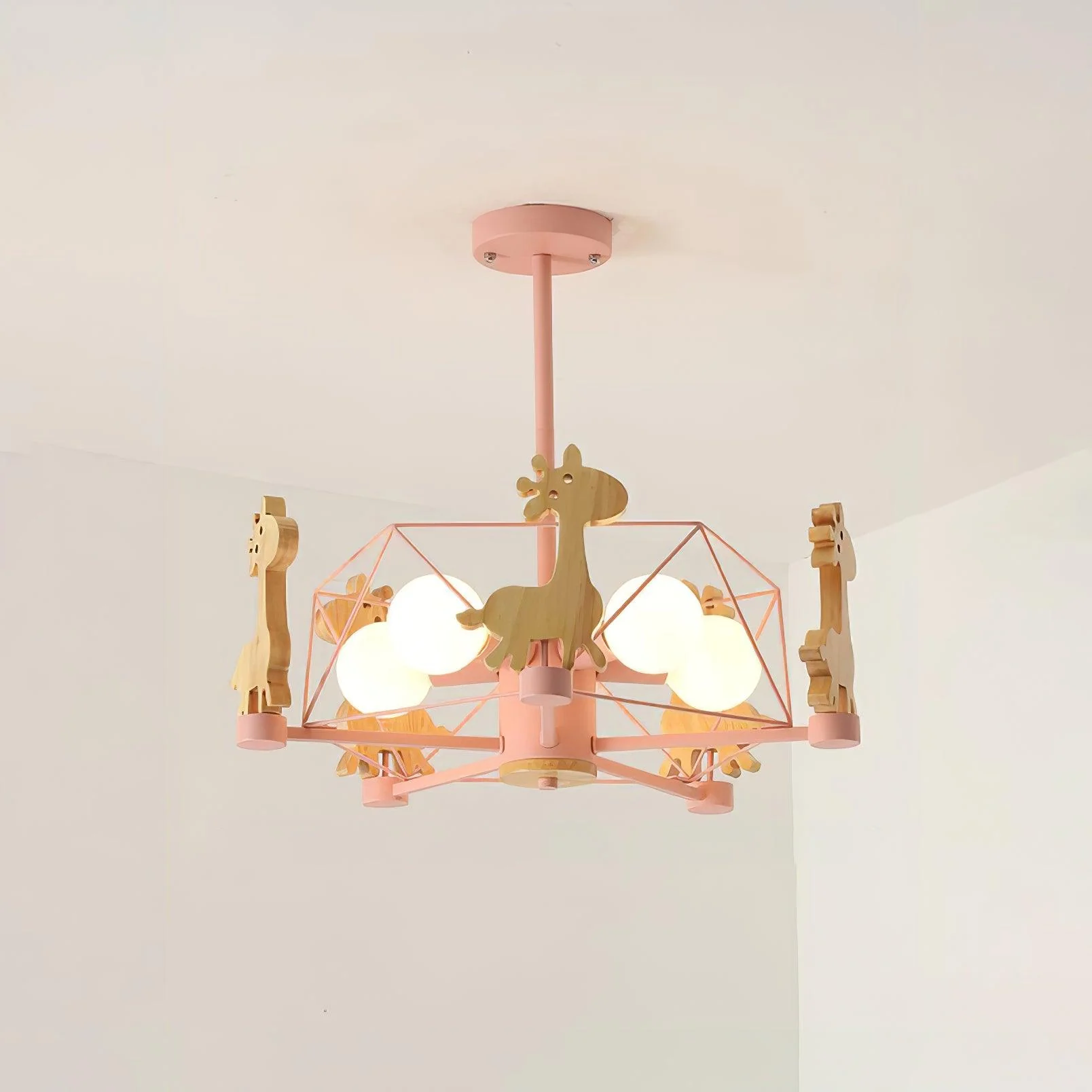 Люстра Lovely Deer Wooden - ∅53см x 47см, зеленый, натуральное дерево