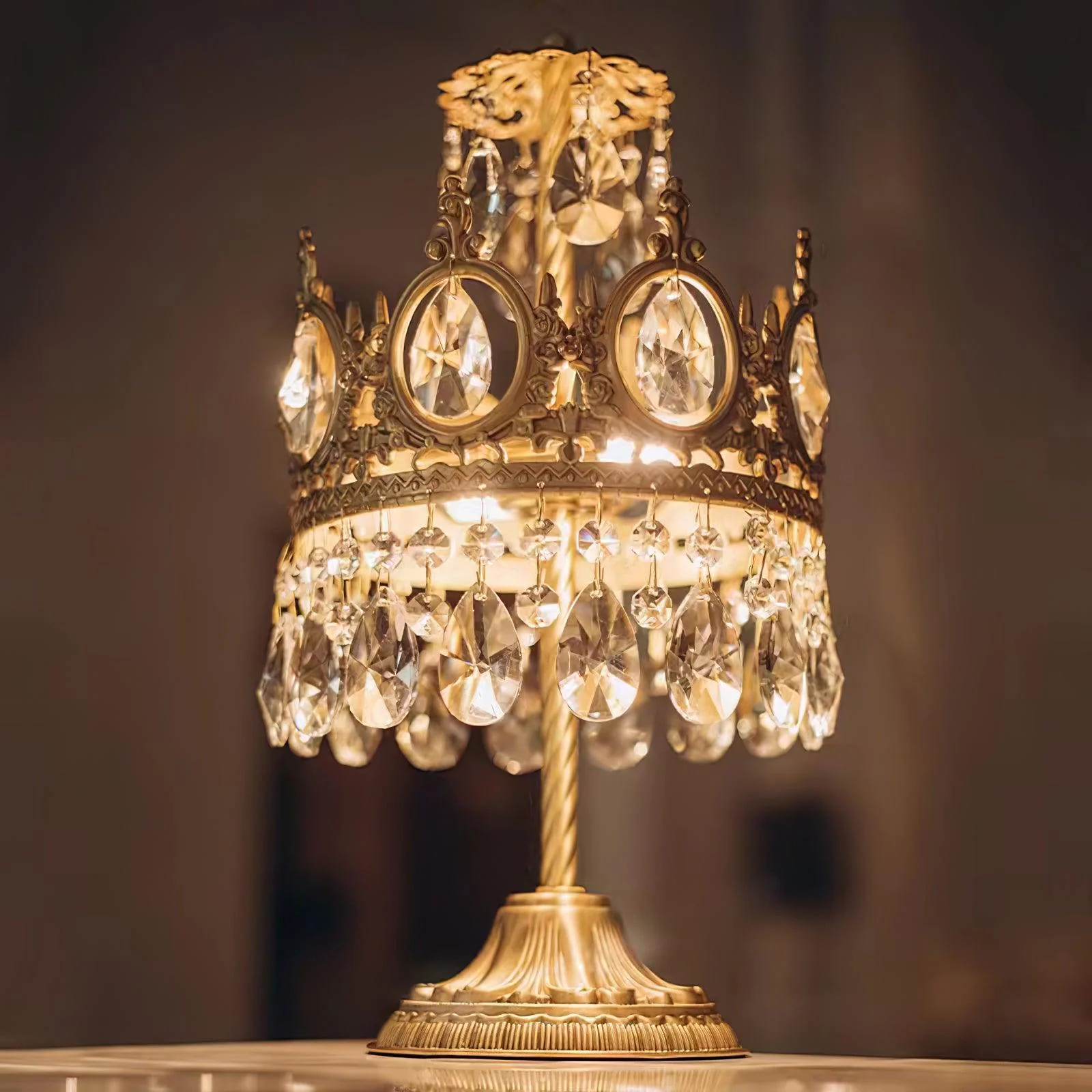 Настольный светильник Vintage Crystal - ∅20см x 45см, медное покрытие