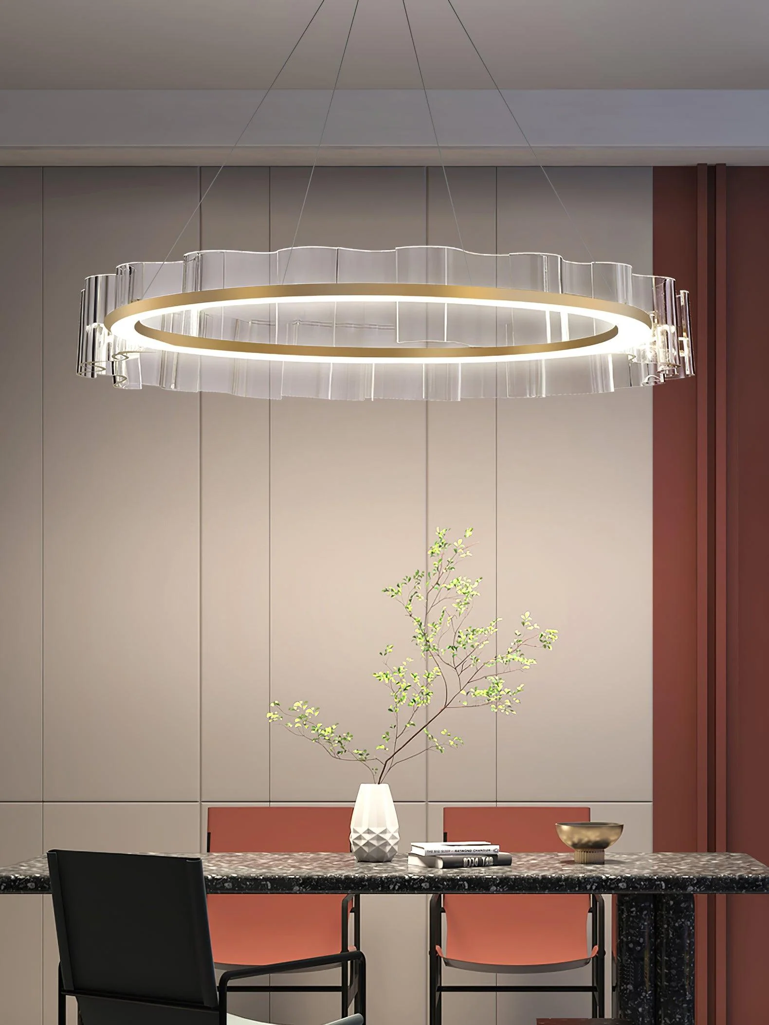 Люстра Water Wave Glass - ∅60см x 11см, золотой, прозрачный, холодный свет