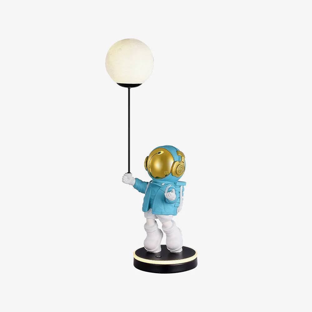 Astronaut and Planet Lamp - Model B Silver / AU plug / Warm Light