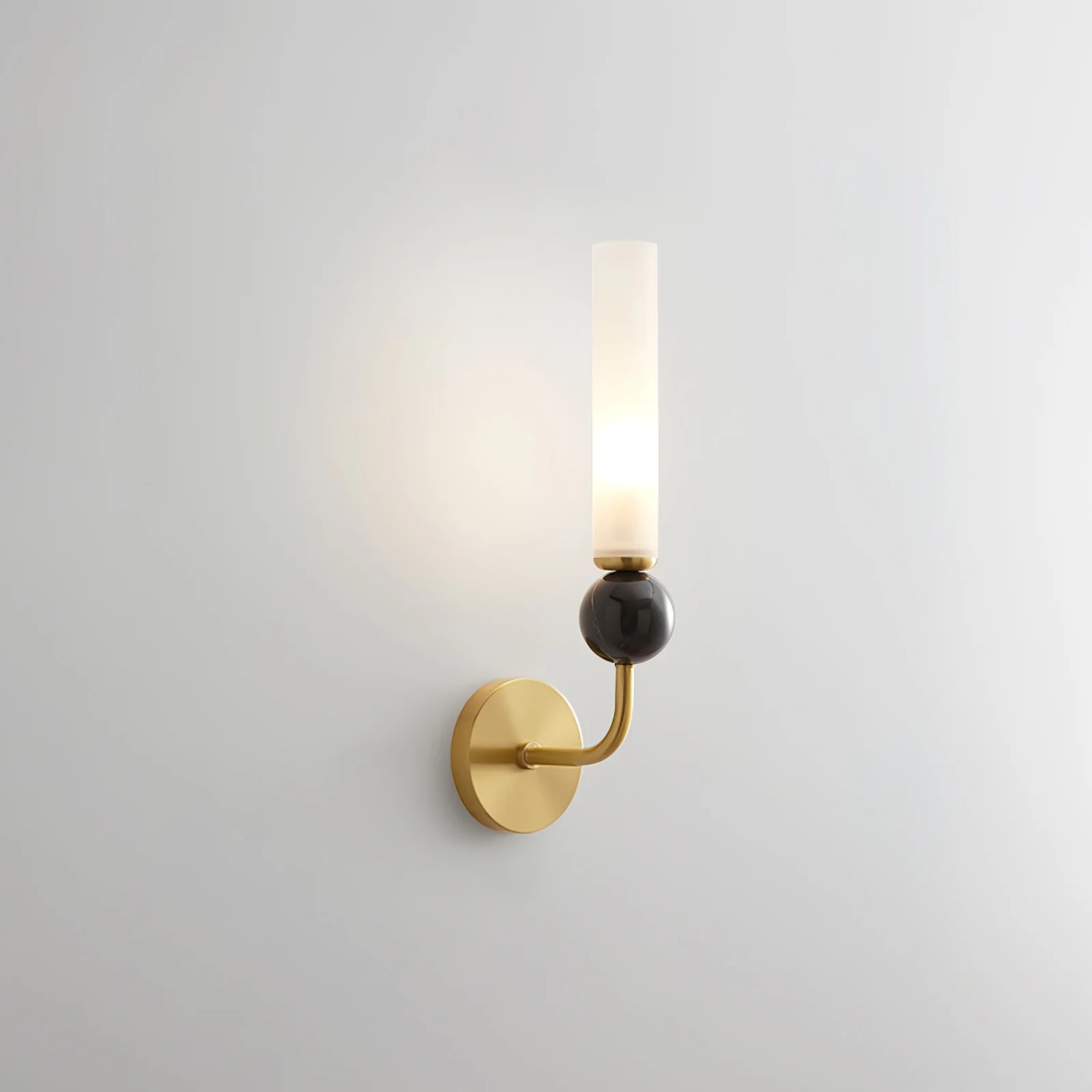Настенный светильник Marble Vertical - модель C, ∅10см x 115см, черный, черный мраморный шар