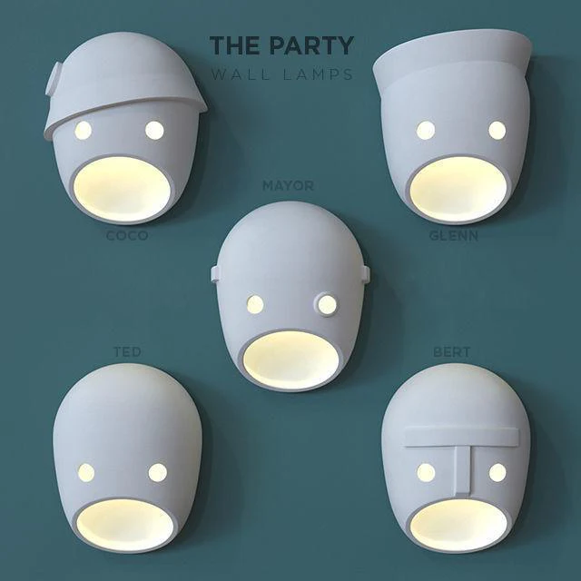 Mask Wall Light - Glen ∅ 7.1″ x H 8.7″ Set of 2 / Light Grey