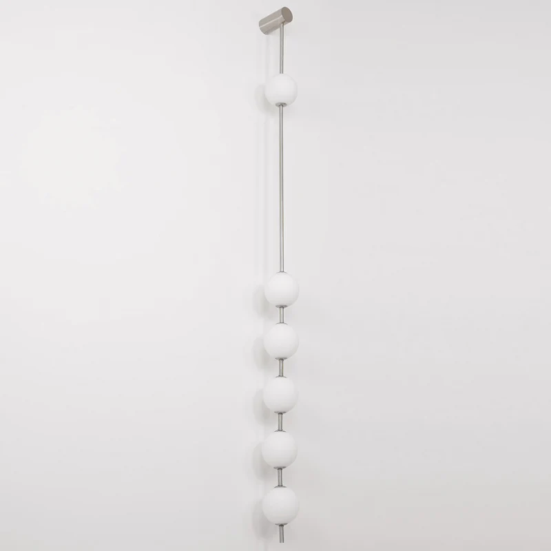 Vertical Balls Wall Lamp - 5 Lamps Set of 2 / Nickel & Glass Ball / Neutral Light
