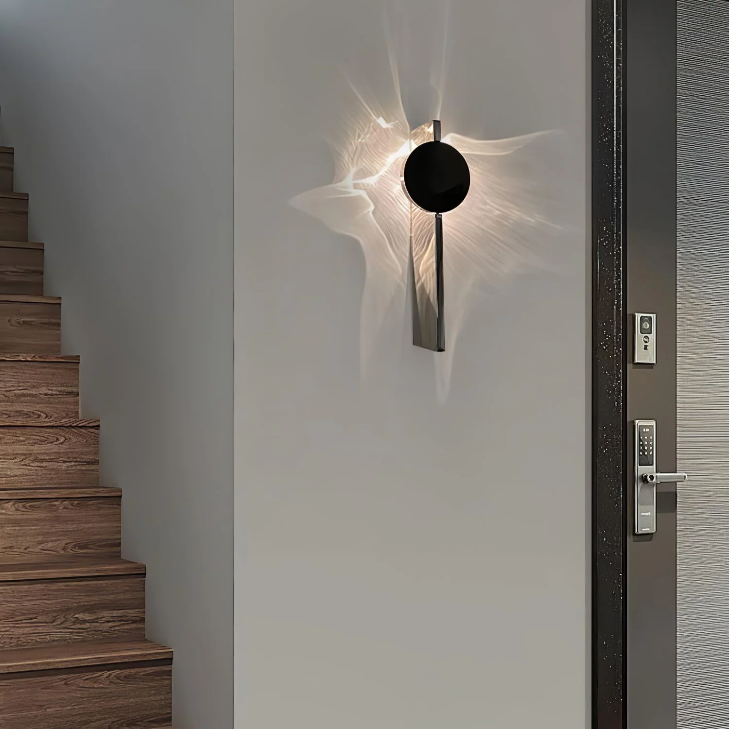 Creative Light And Shadow Wall Lamp - 2-Lights: ∅ 4.1″ x H 14.9″ Set of 2 / Chrome & Black / Warm Light