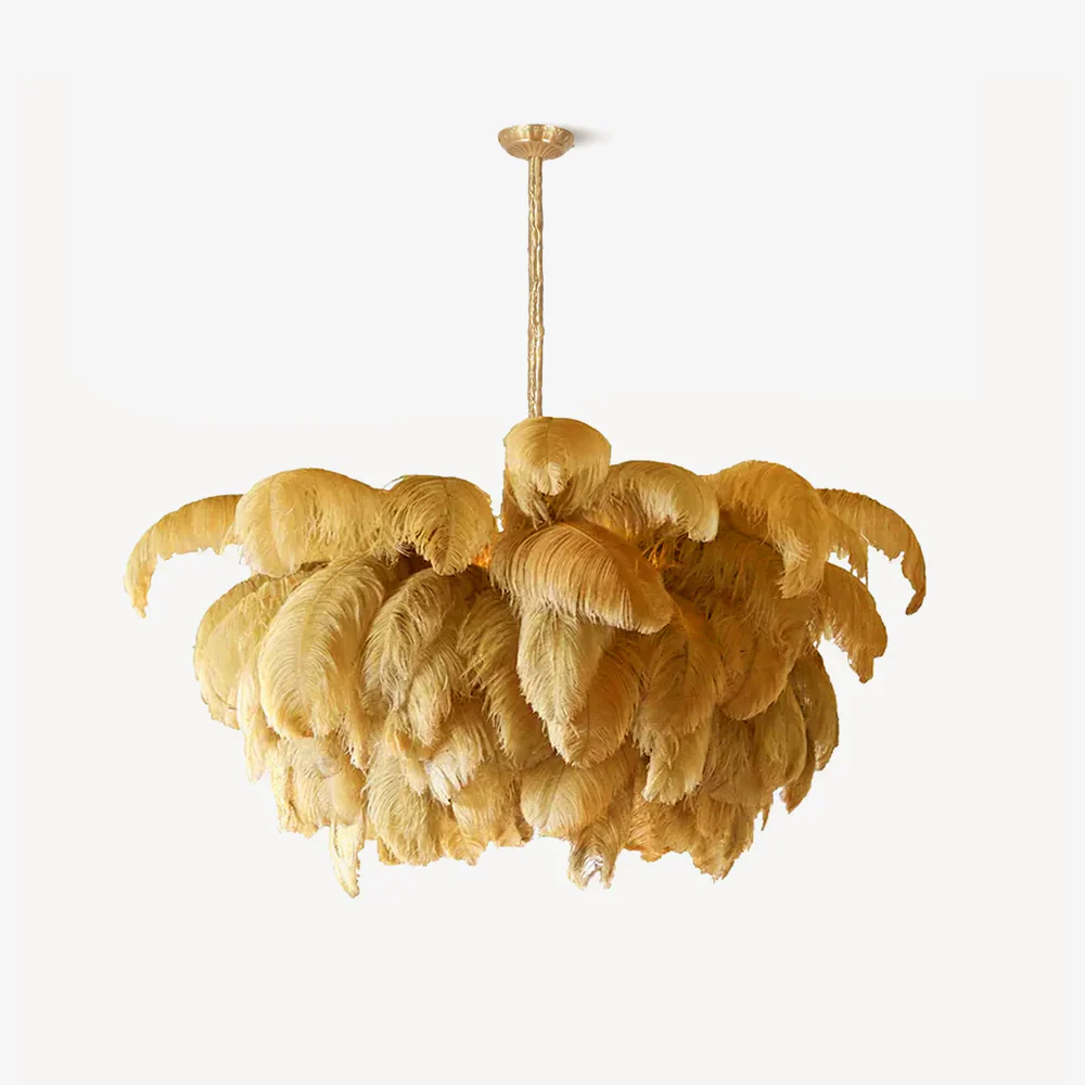 Люстра Ostrich Feather - ∅110см x 90см, серебро, белый