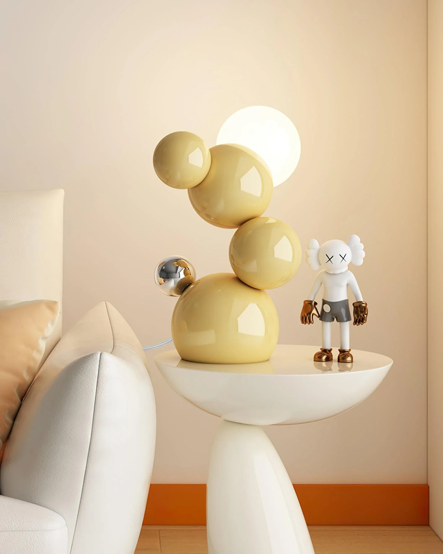 Regina Table Lamp - L 21.5cm x W 20cm x H 37cm / L 8.5″ x W 7.9″ x H 14.6″ / White / AU plug