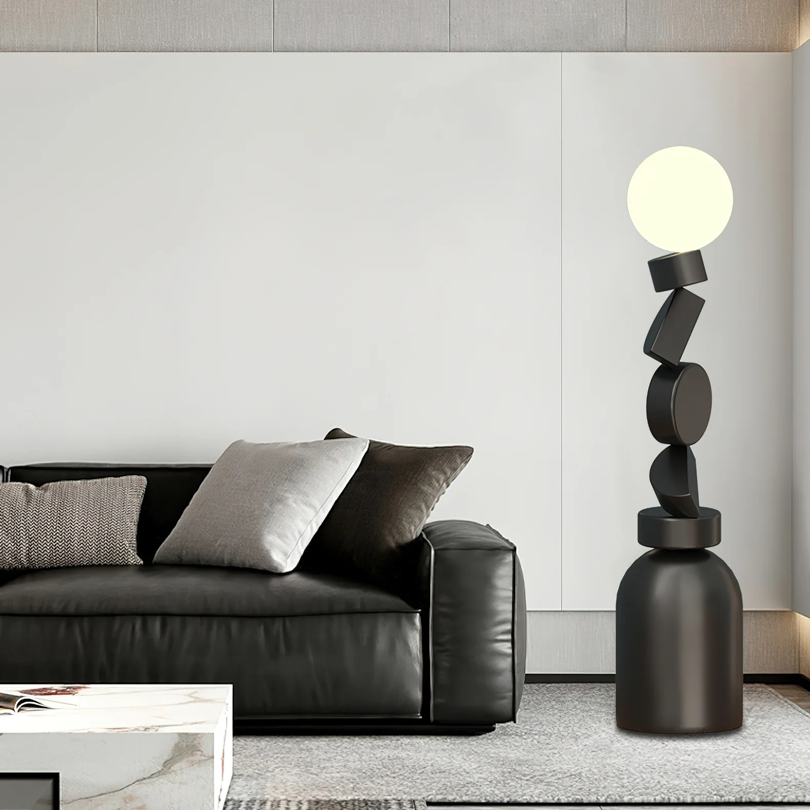 Торшер Monolith Cube - ∅30см x 140см, черный, белый